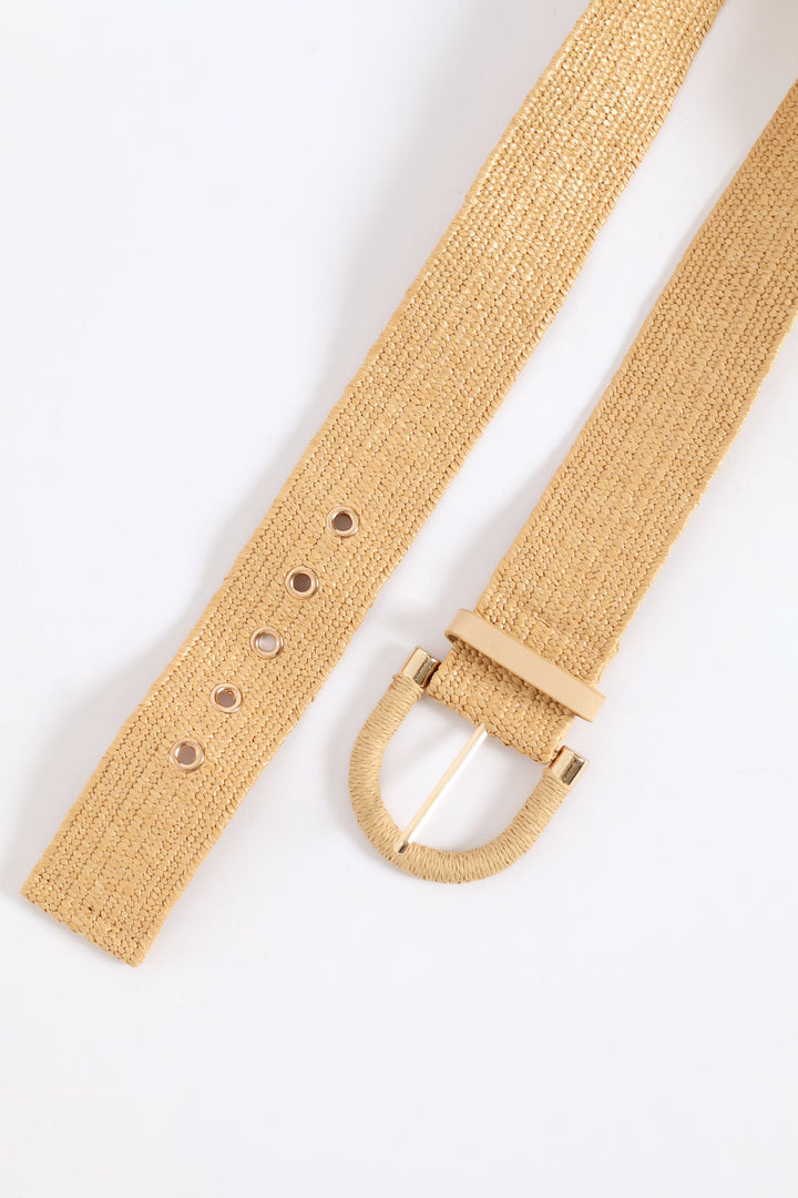Straw Fashion Belt - Beige