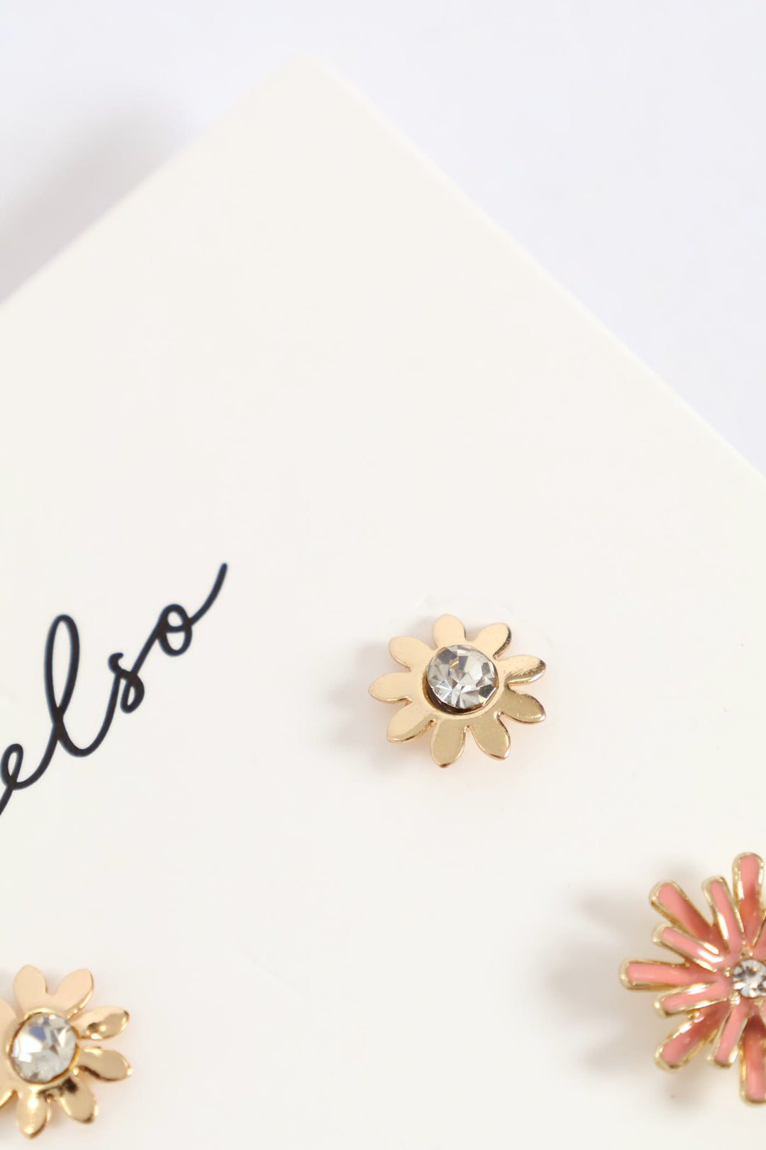 3 Pack Floral Stud Earrings - Gold