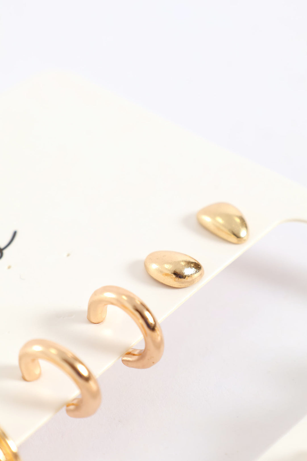 6 Pack Small Chunky Hoop Earrings - Gold