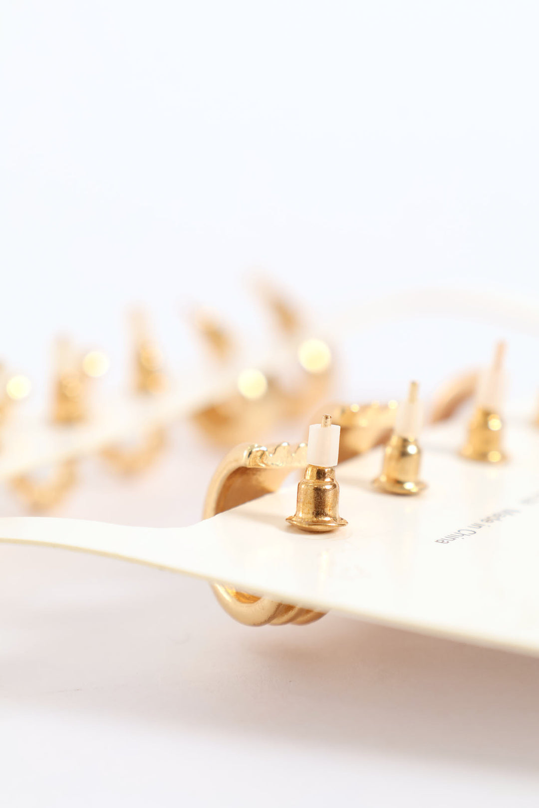 6 Pack Small Chunky Hoop Earrings - Gold