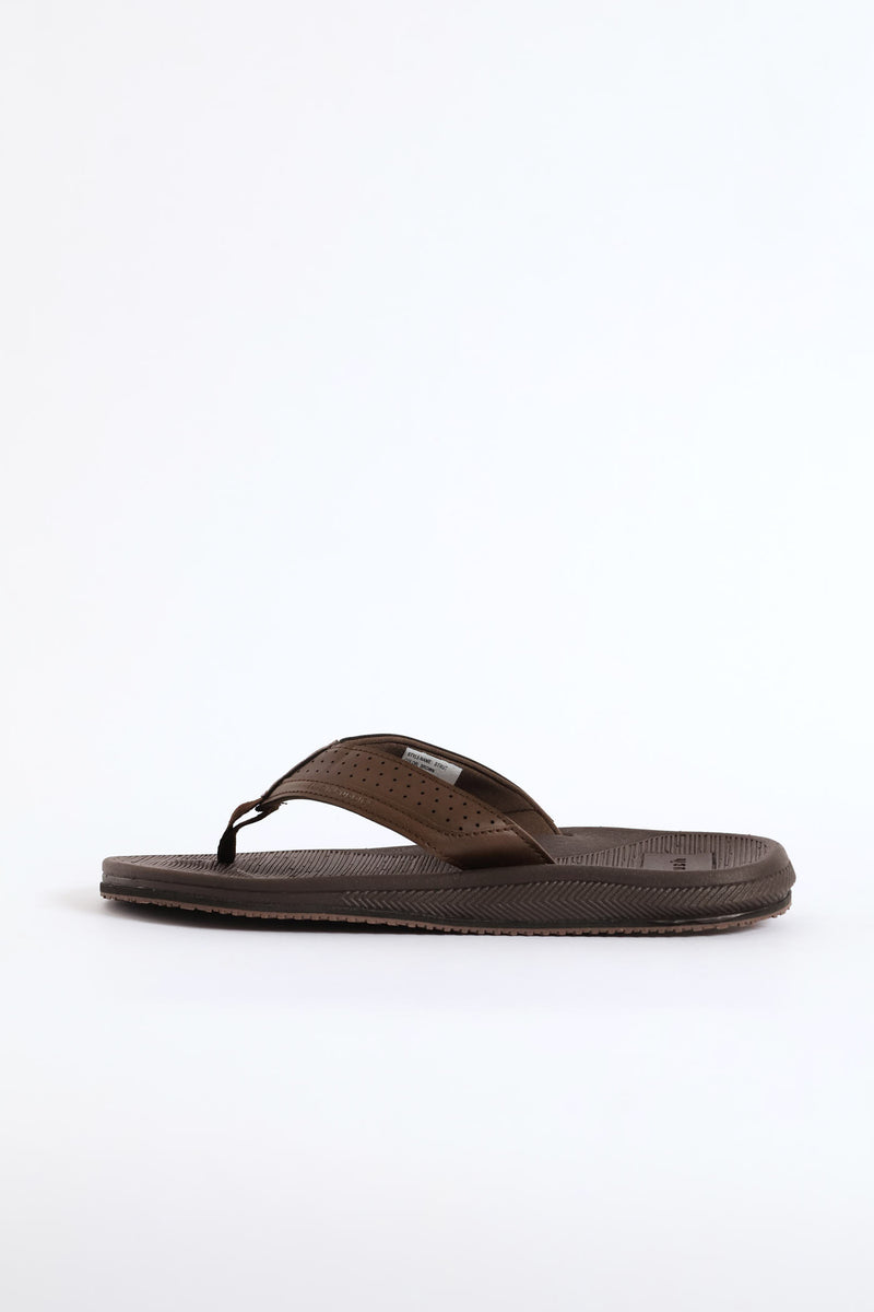 Strut Wide Vamp Sandal - Brown