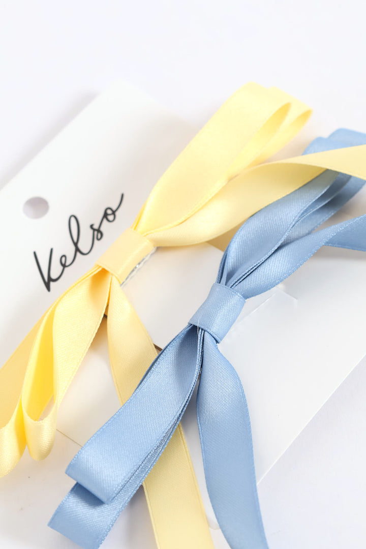 2 Pack Ribbon Bows - Blue/Yellow