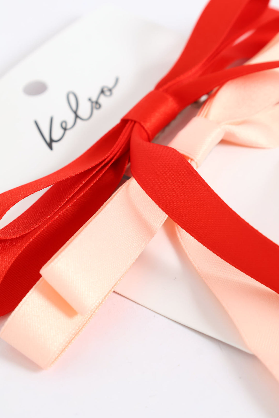 2 Pack Ribbon Bows - Light Pink/Red