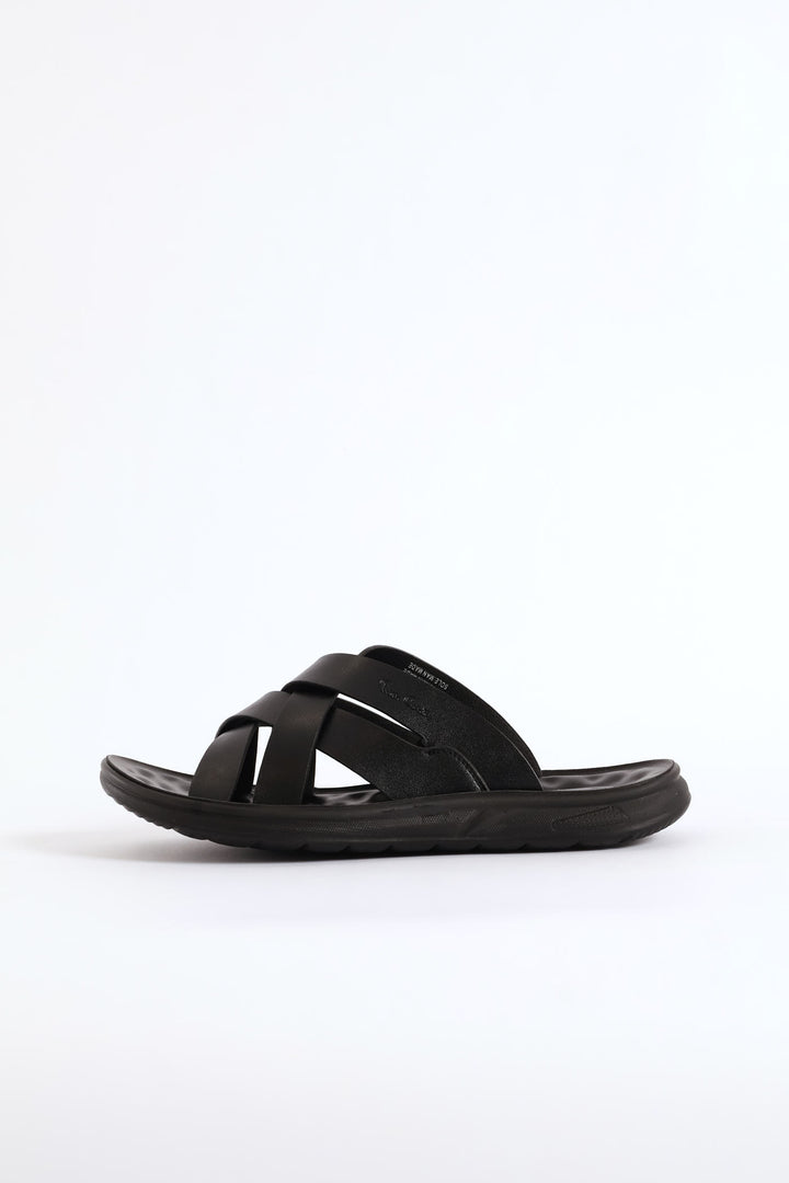 Comfort Cross Over Strap Sandal - Black