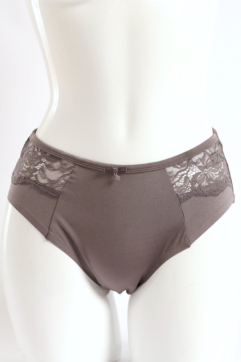Bonded Microfibre & Lace Boyleg Panty - Grey