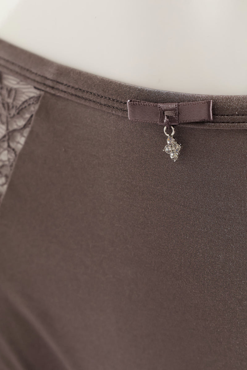 Bonded Microfibre & Lace Boyleg Panty - Grey