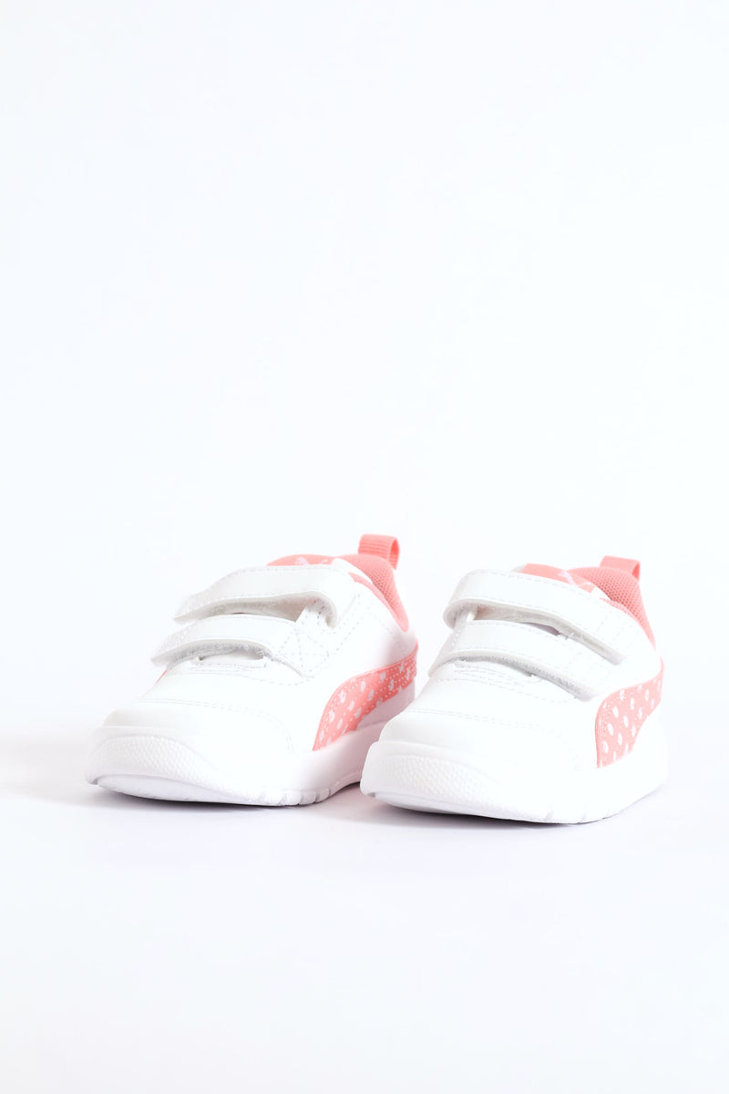 Pre-Girls Courtflex V3 Dotty V Sneaker - White/Pink