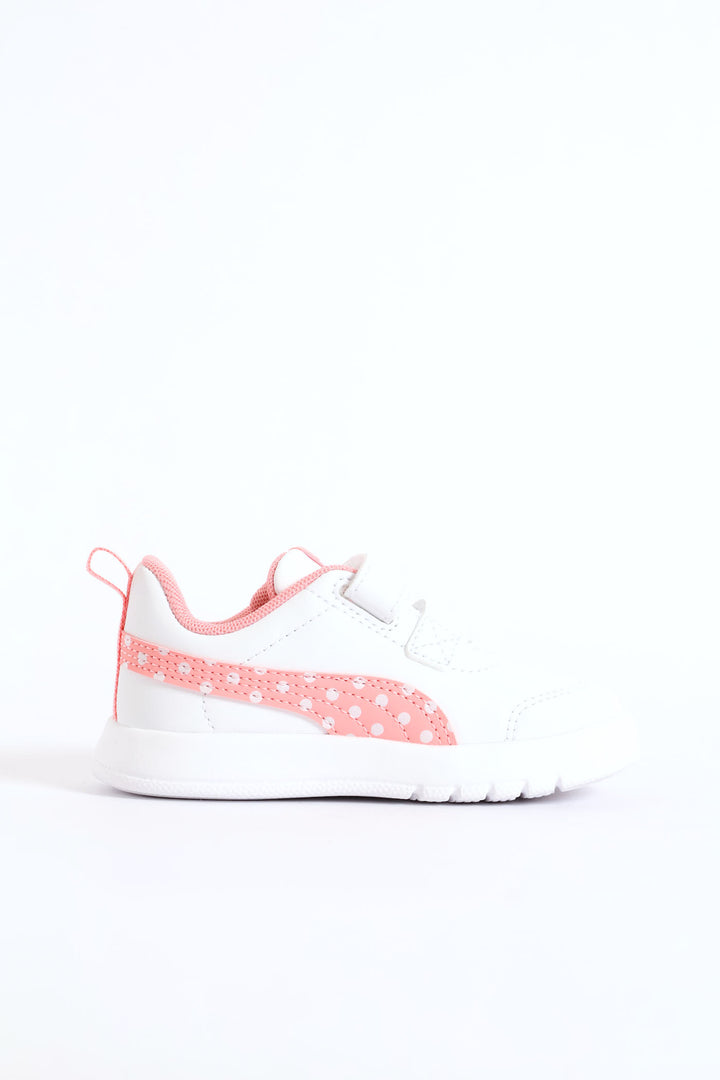 Pre-Girls Courtflex V3 Dotty V Sneaker - White/Pink