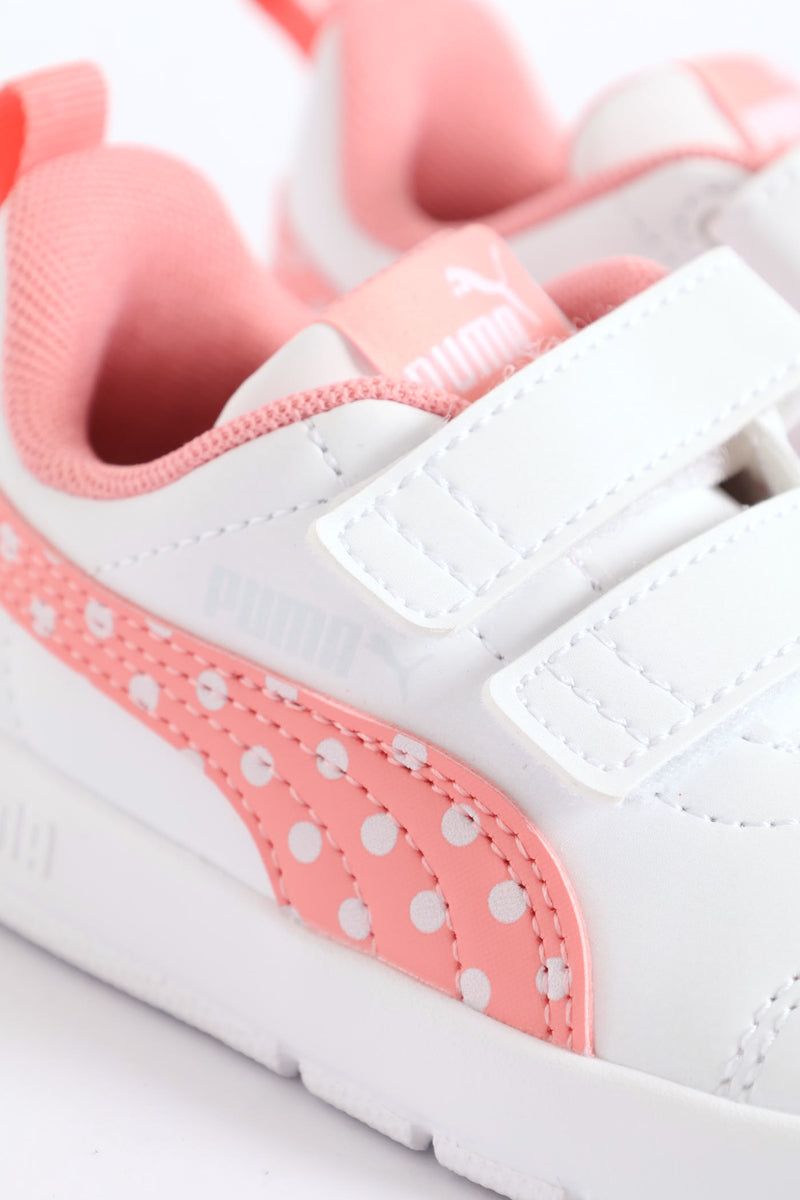 Pre-Girls Courtflex V3 Dotty V Sneaker - White/Pink