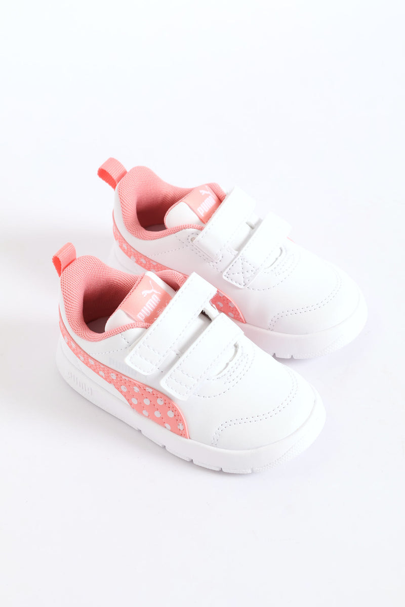 Pre-Girls Courtflex V3 Dotty V Sneaker - White/Pink