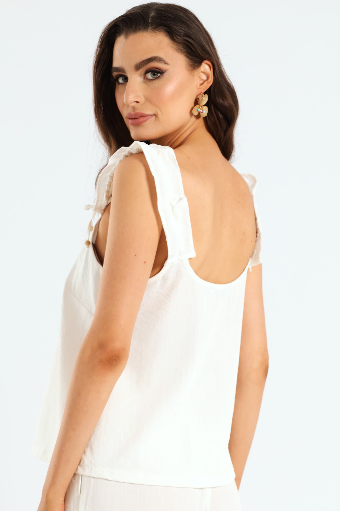 Ladies Frill Strap Cami Top - Off White – Edgars