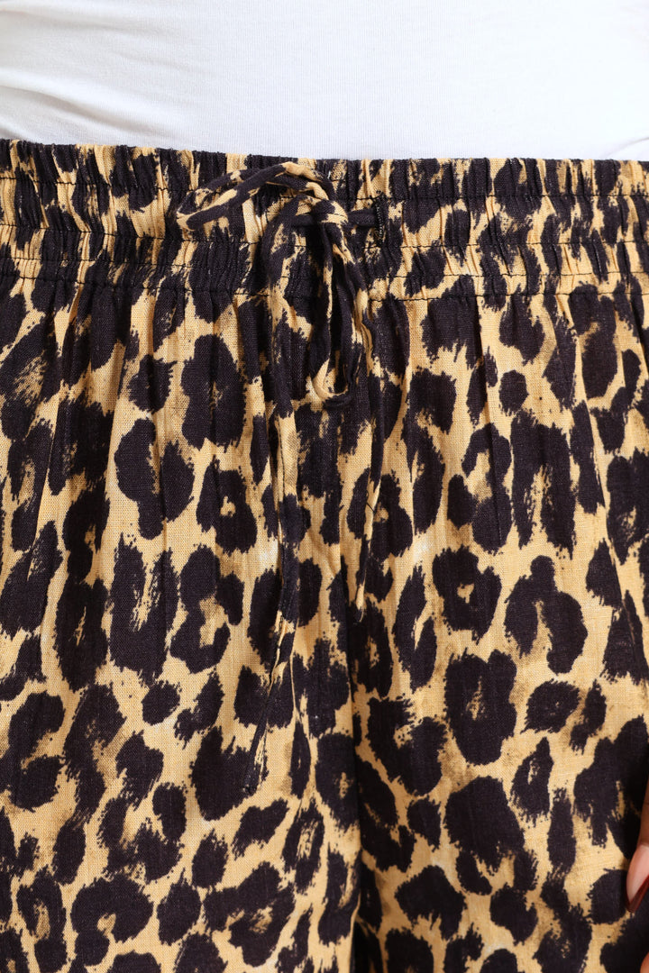 Leopard Print Pant - Beige