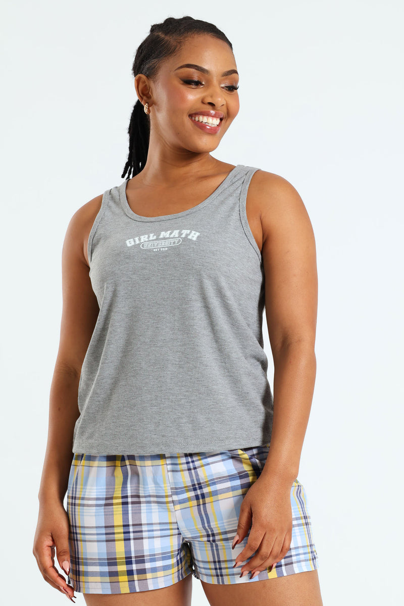 Collegiate Rib Tank And Boxer Short Set