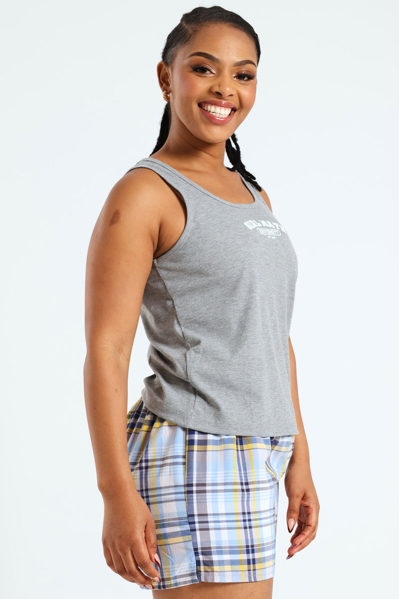 Collegiate Rib Tank And Boxer Short Set