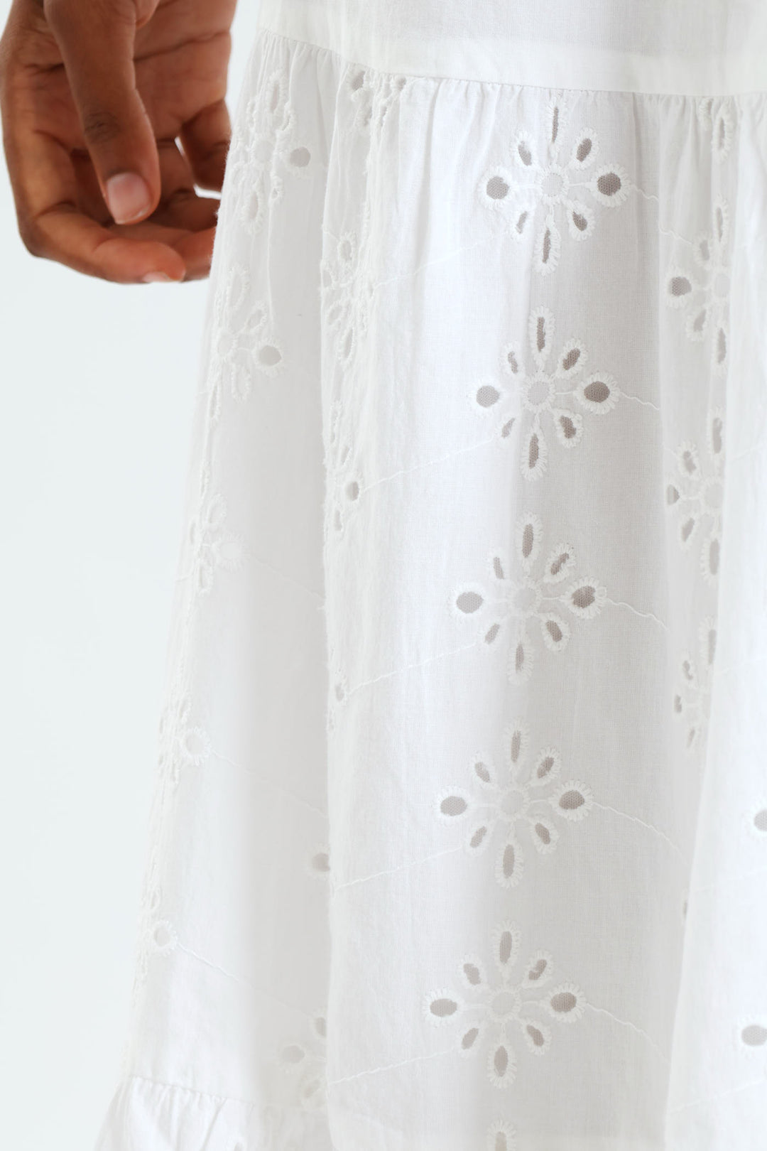 Tiered Anglaise Skirt - White