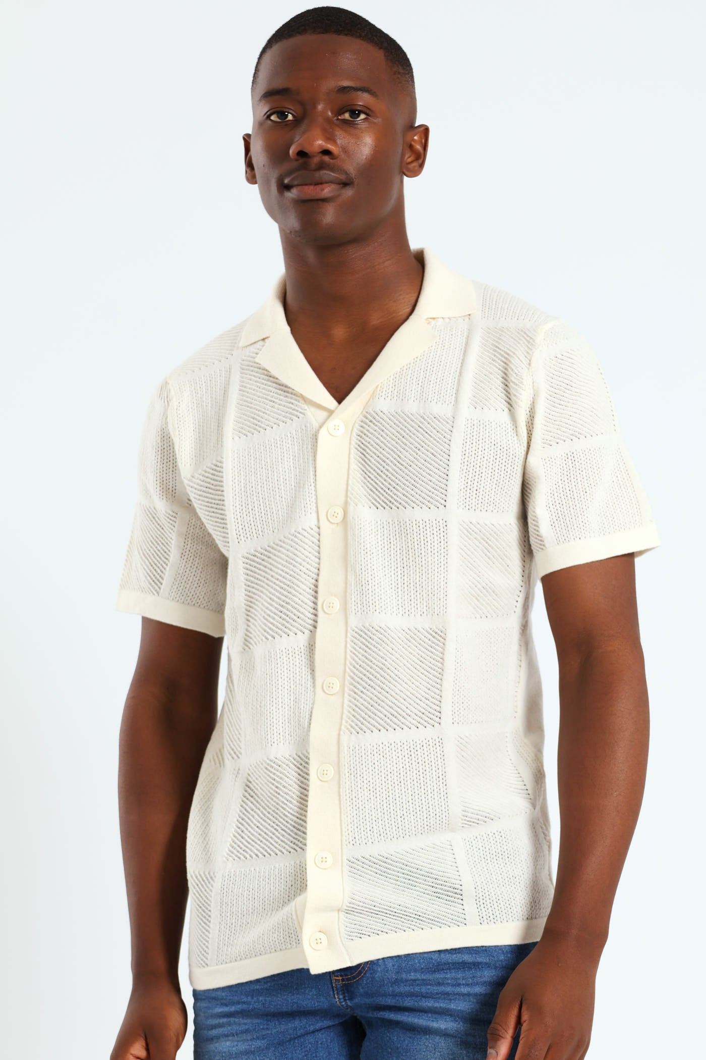 トップス FTC CROCHET KNIT SHIRT Mens Resort Crochet Knit Shirt - Off White – Edgars