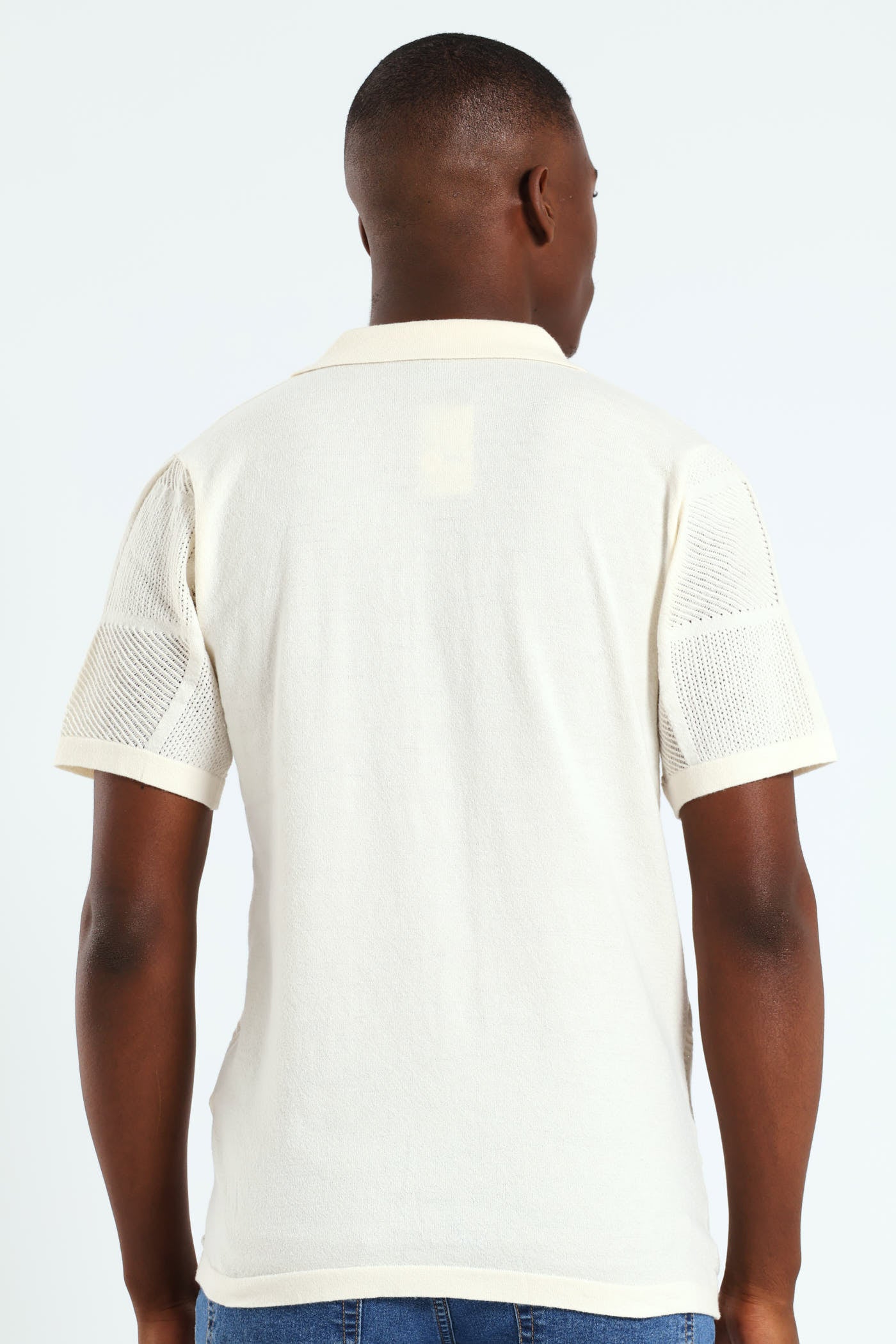 Mens Resort Crochet Knit Shirt - Off White – Edgars