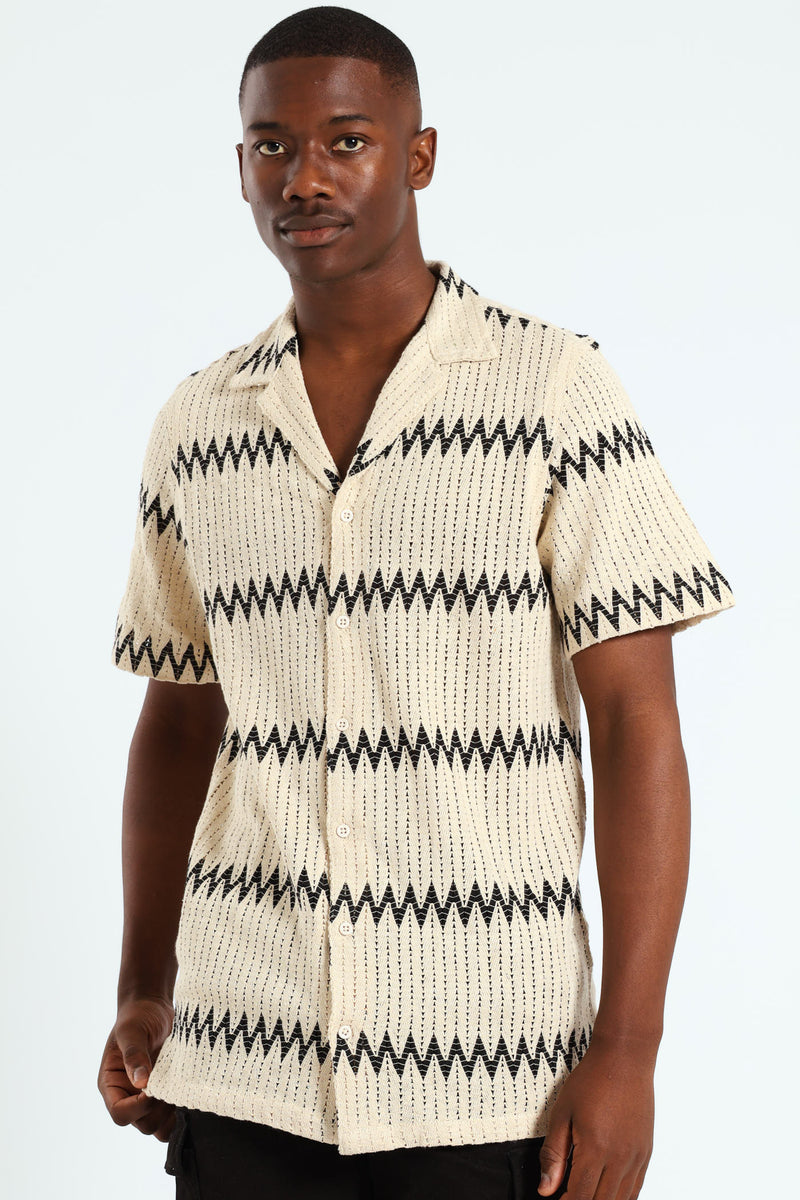Crochet Knit Shirt - Off White