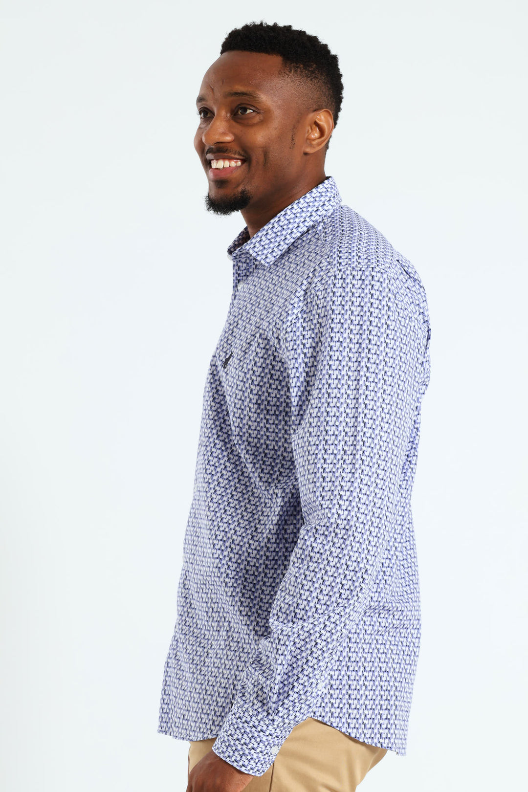 Gonzo Geo Printed Long Sleeve Shirt - Navy