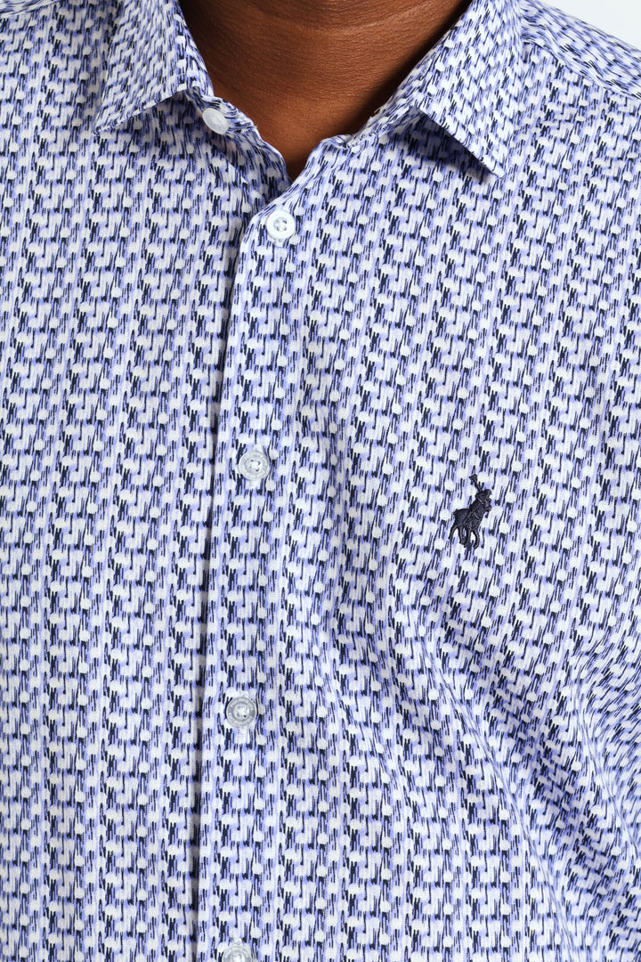 Gonzo Geo Printed Long Sleeve Shirt - Navy