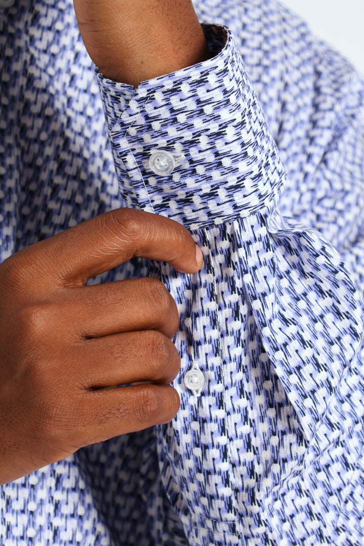 Gonzo Geo Printed Long Sleeve Shirt - Navy