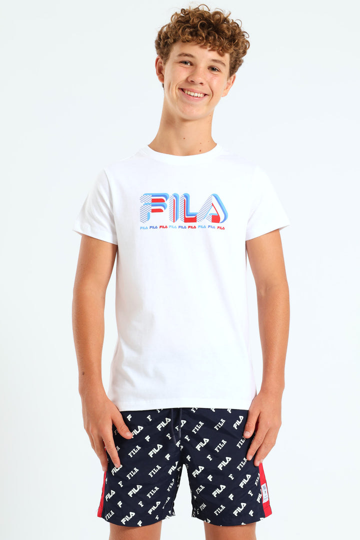 Boys Nylon Print Shorts - Blue