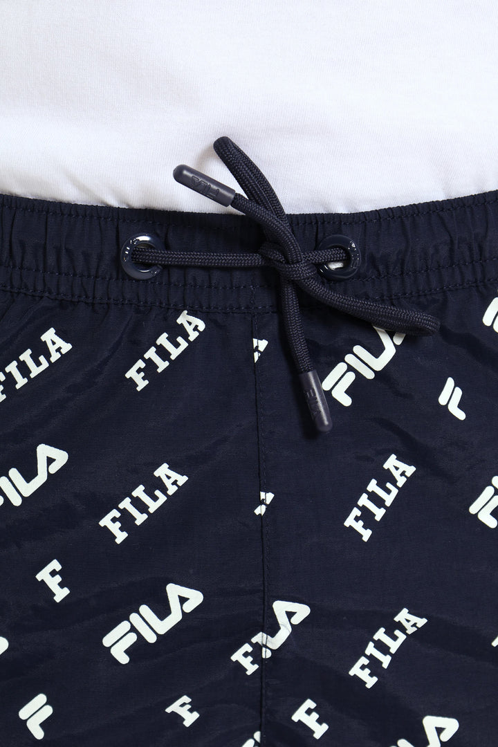 Boys Nylon Print Shorts - Blue