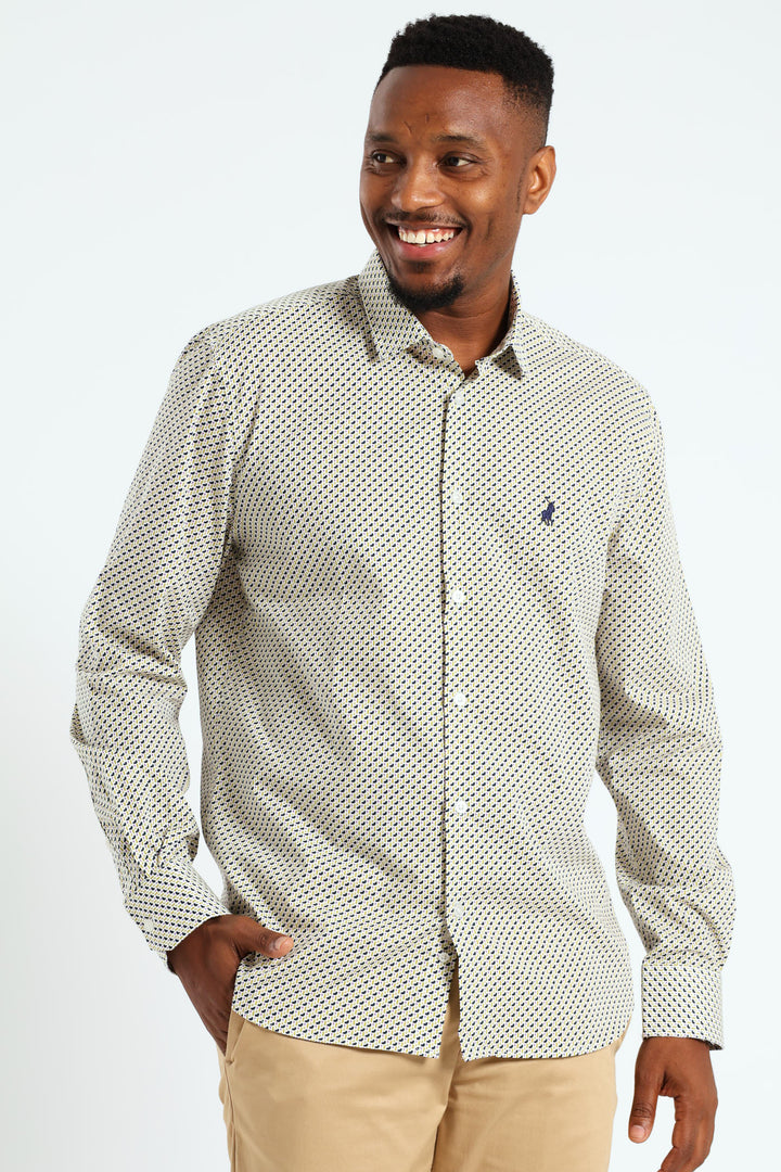 Thebe Dot Printed Long Sleeve Shirt - Blue