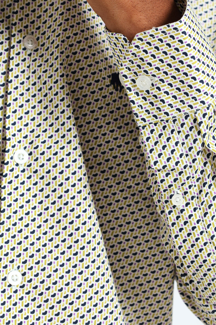 Thebe Dot Printed Long Sleeve Shirt - Blue