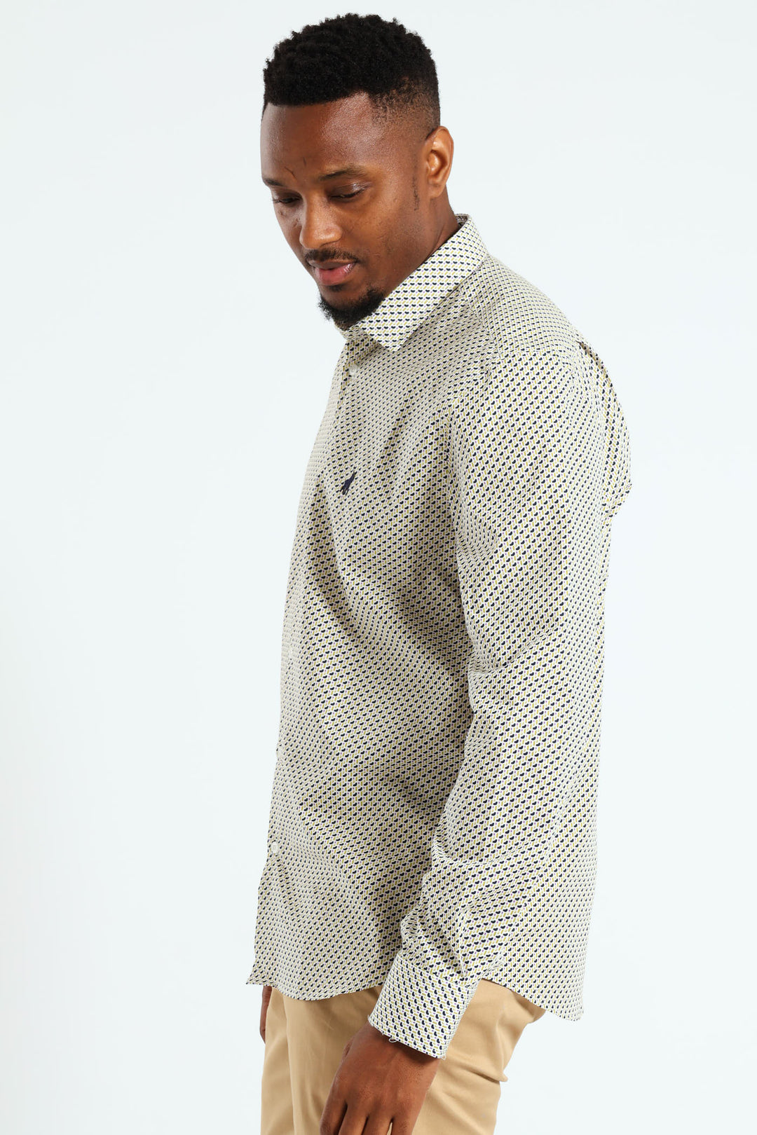 Thebe Dot Printed Long Sleeve Shirt - Blue