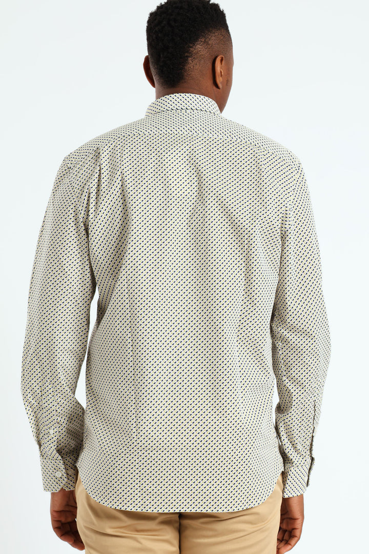 Thebe Dot Printed Long Sleeve Shirt - Blue