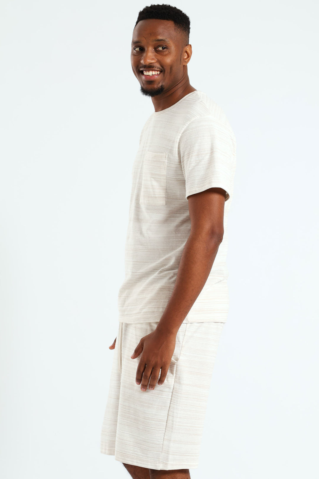 Surface Interest Tee & Shorts PJ Set - Beige