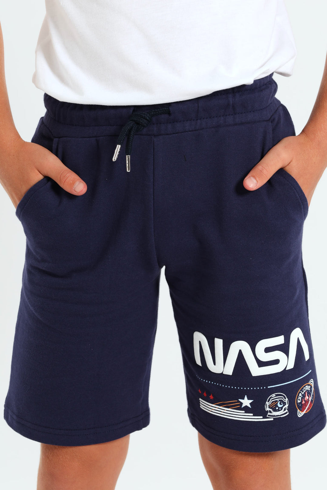 Boys Nasa Printed Shorts - Navy
