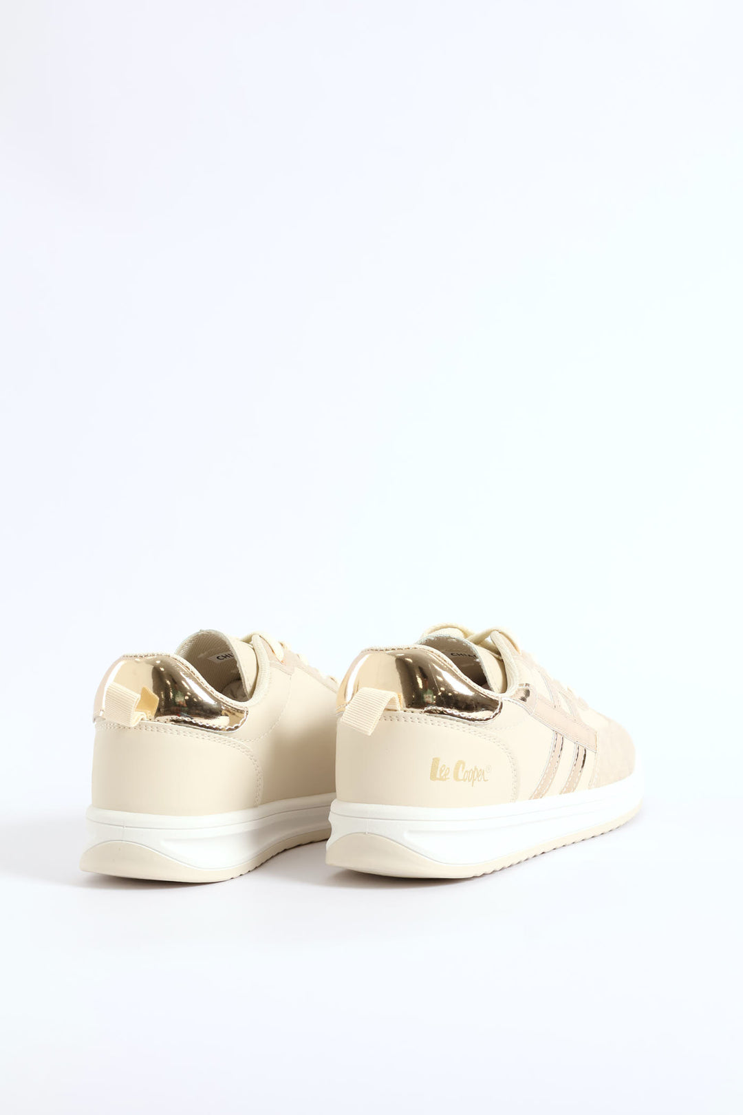 Toe Bumper Heel Print Lace Up Sneaker - Beige