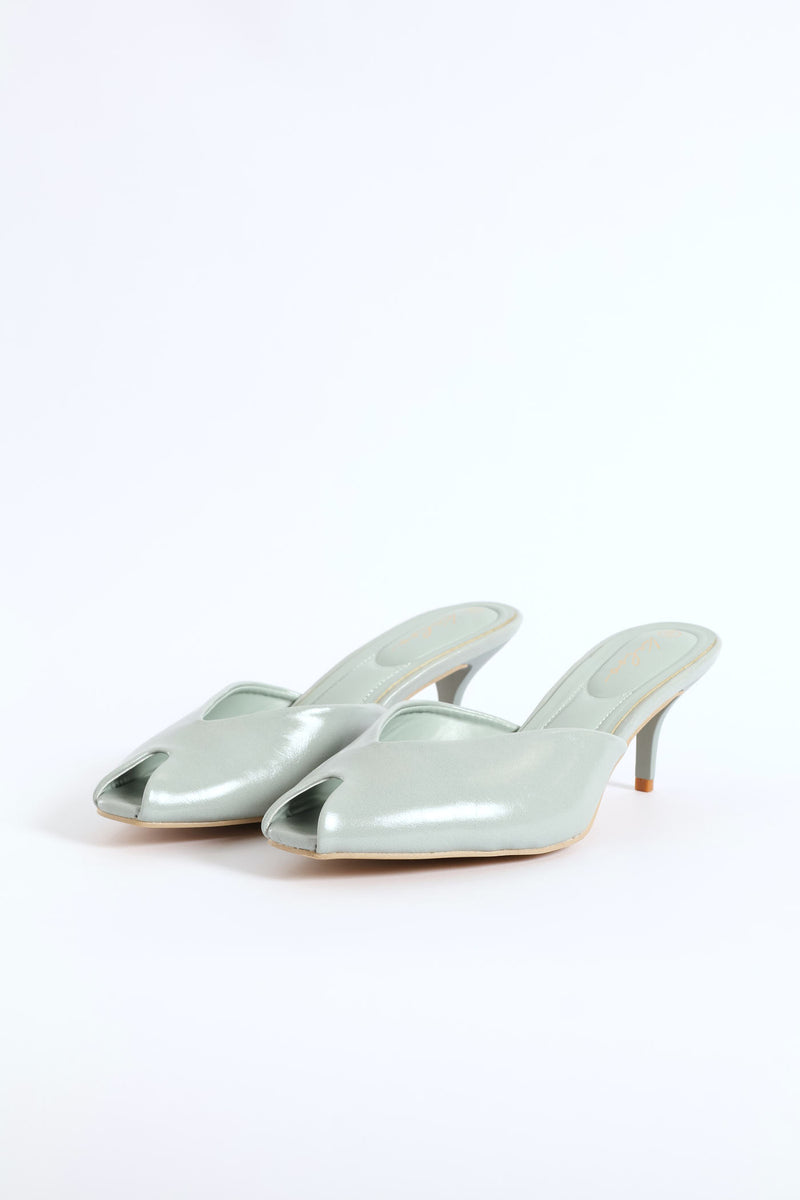 Peeptoe Mule Heel - Sage