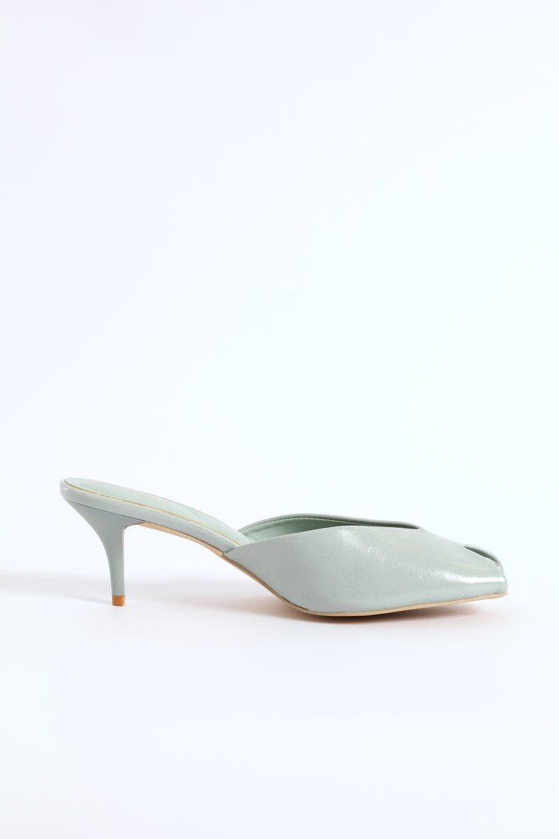 Peeptoe Mule Heel - Sage