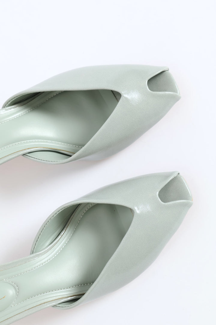 Peeptoe Mule Heel - Sage
