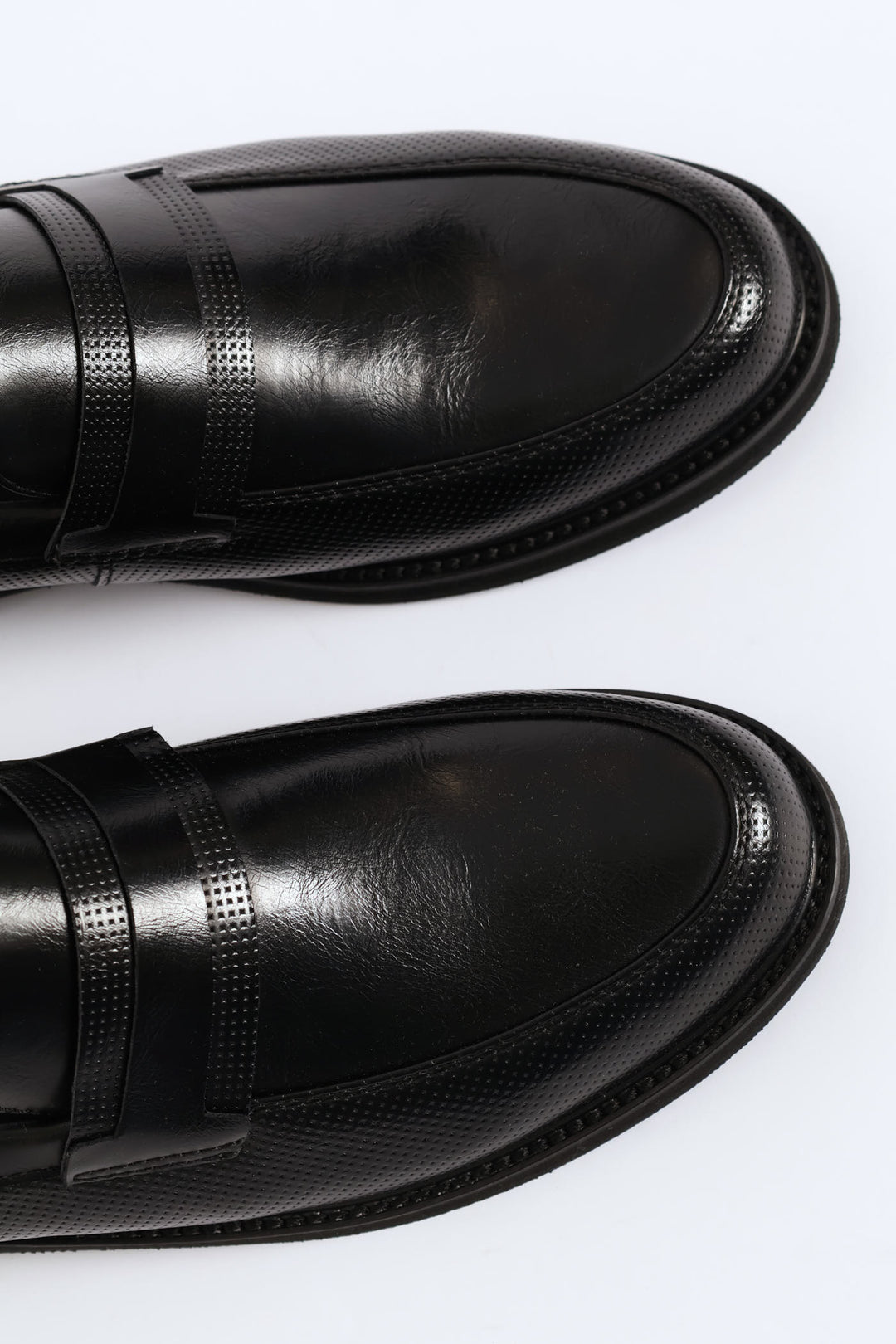 Laser Punched Detail Double Banded Upper Slip On - Black