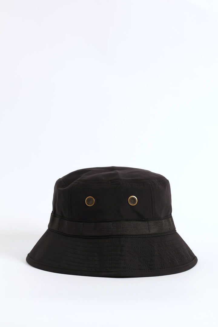 Drawstring Bucket Hat - Black