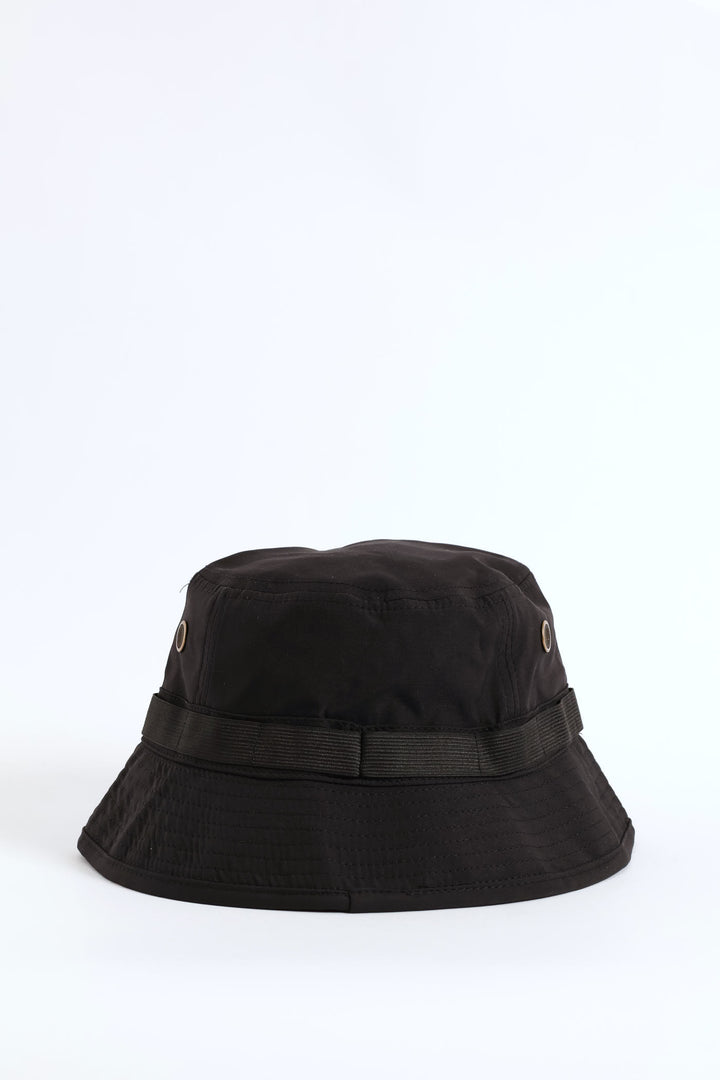 Drawstring Bucket Hat - Black