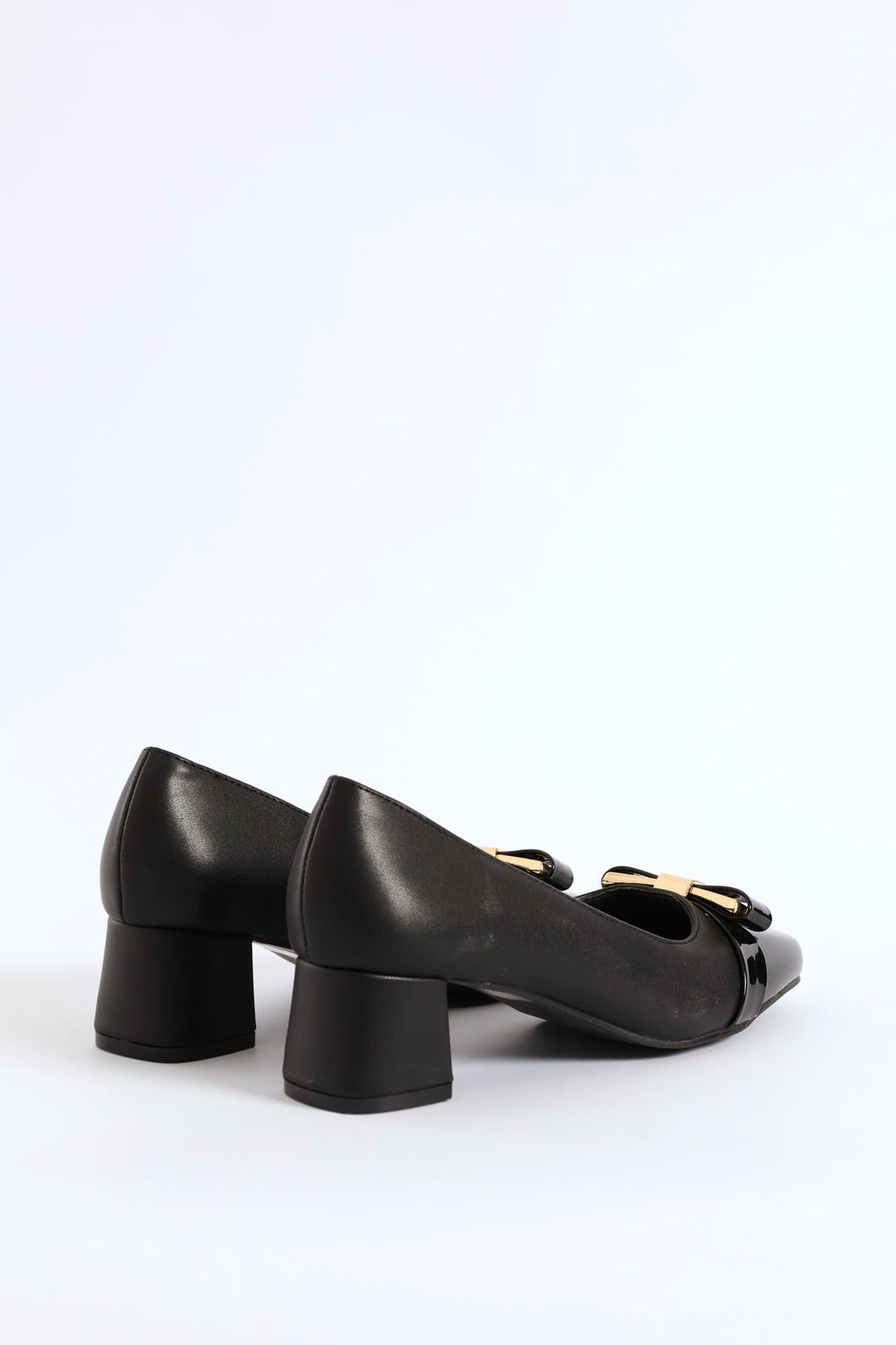 Square Toe Court Block Heel - Black