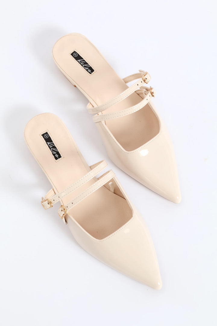 Pointy Double Strap Mule - Off White