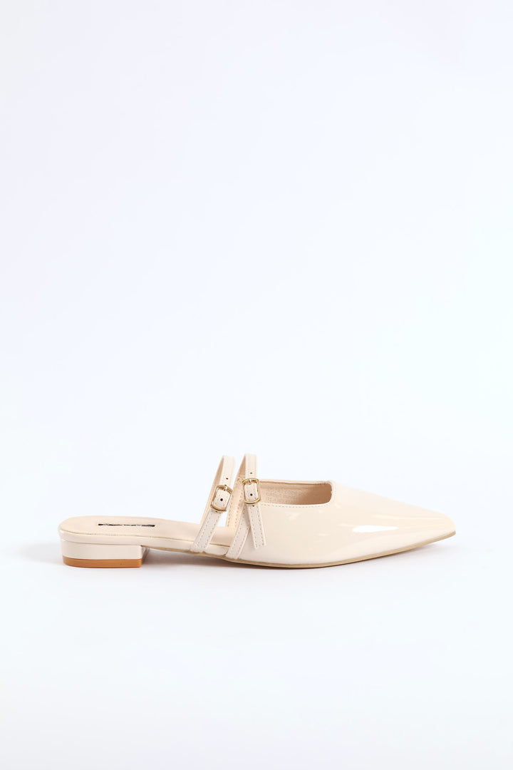 Pointy Double Strap Mule - Off White