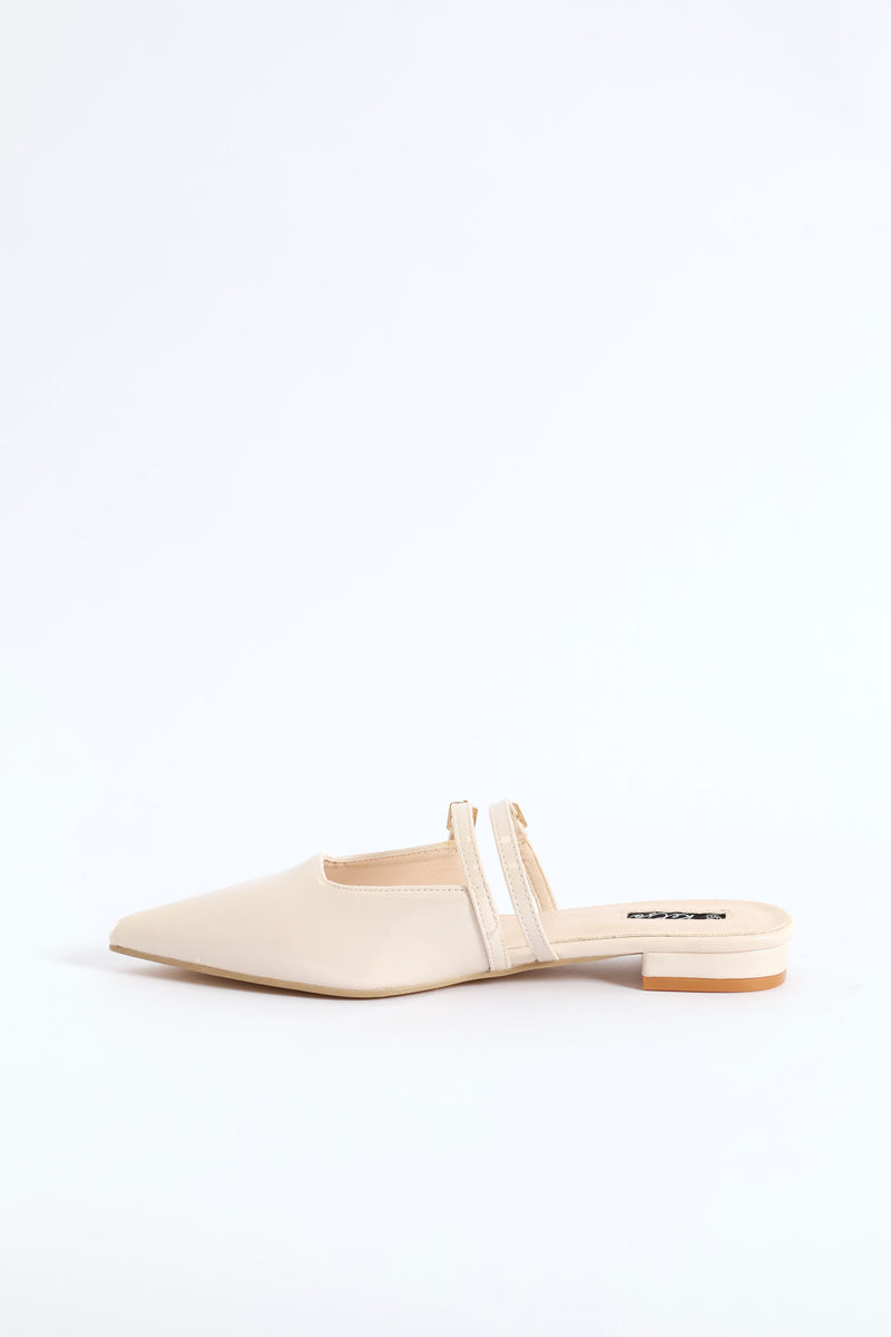 Pointy Double Strap Mule - Off White