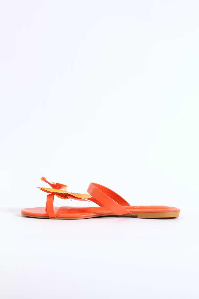 Orchid Flower Toe Post Sandal - Orange