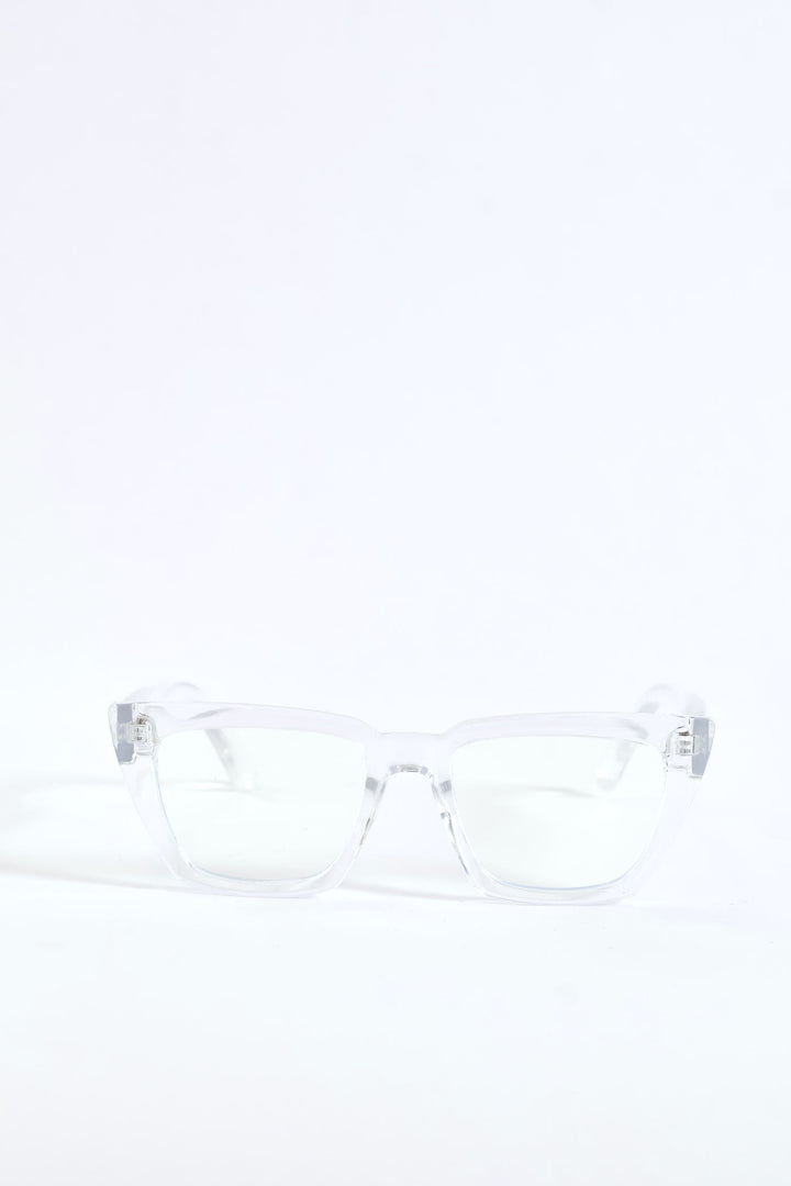 Chunky Square Cateye Glasses - Clear
