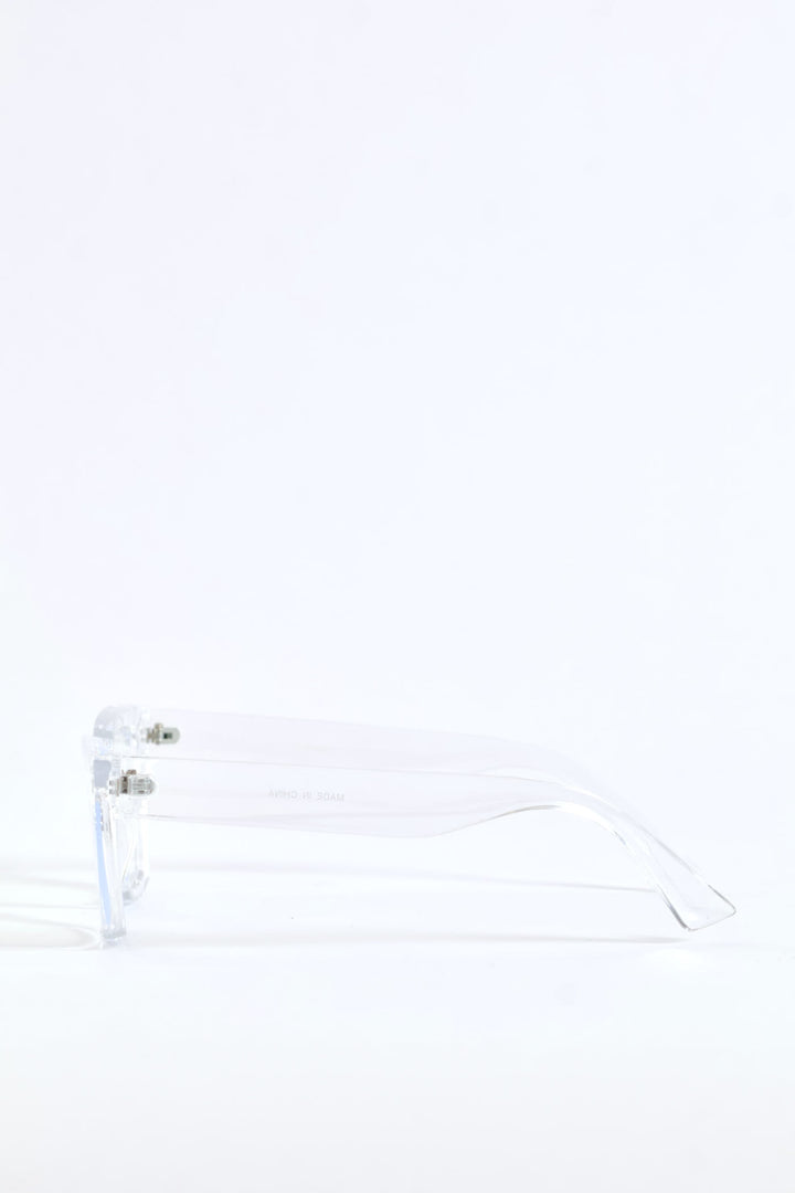 Chunky Square Cateye Glasses - Clear