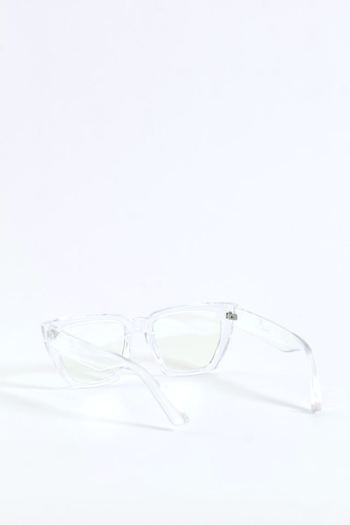 Chunky Square Cateye Glasses - Clear