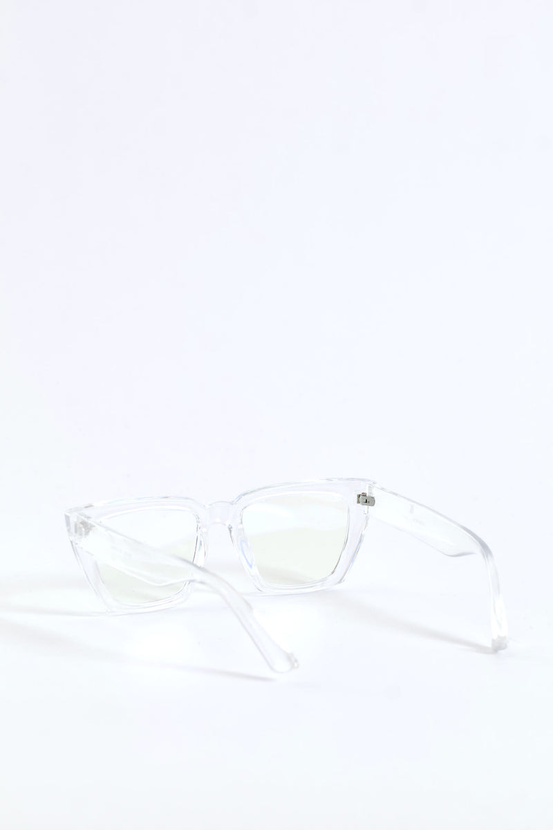 Chunky Square Cateye Glasses - Clear