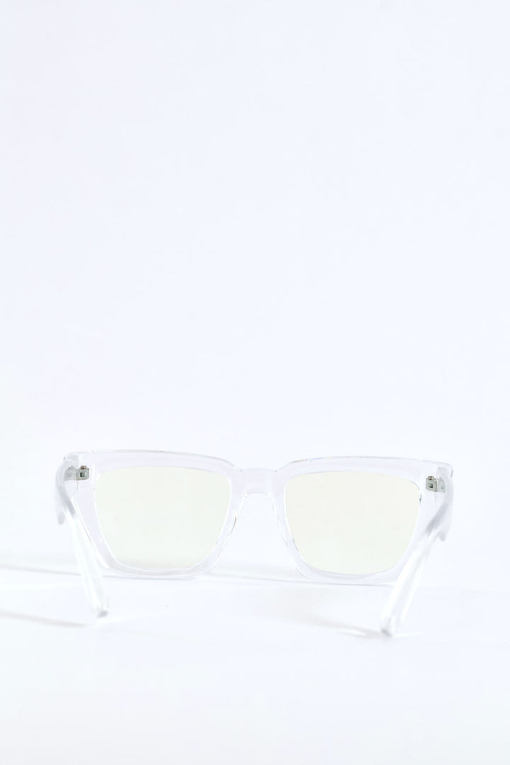 Chunky Square Cateye Glasses - Clear